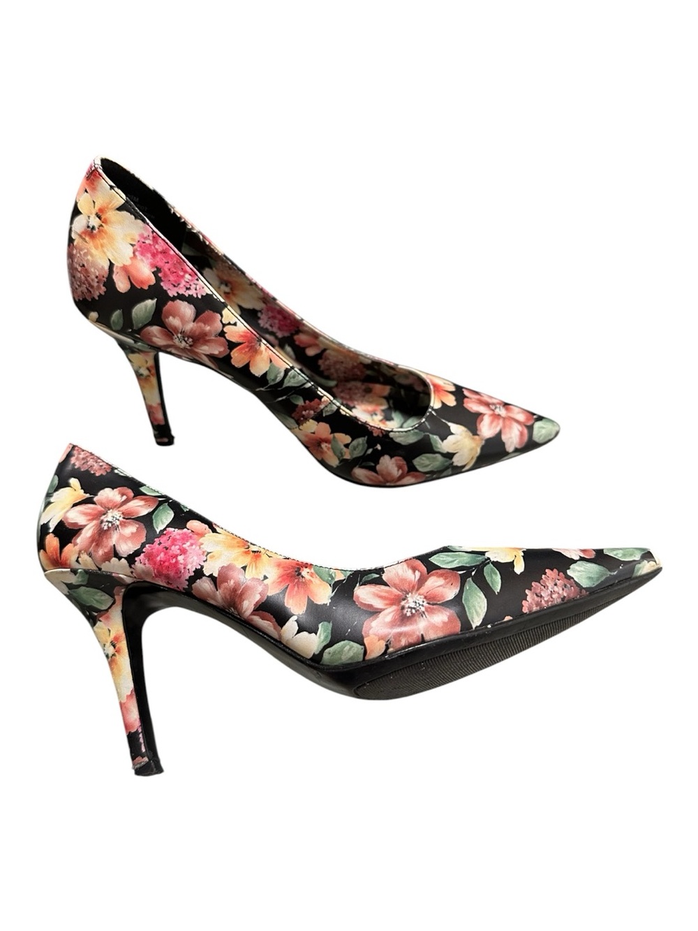 Nine West jackpot Floral Pointed Close Toe Pumps Slip On Heels Women's Size 7.5 - Picture 1 of 6